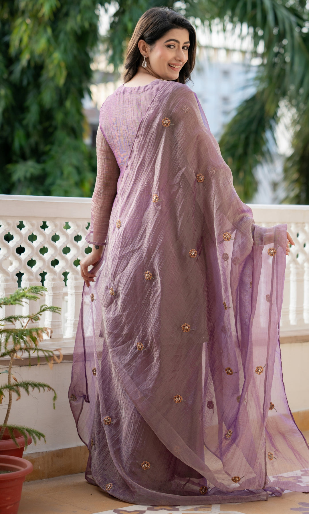 Aveline Purple Embrodiered Suit Set