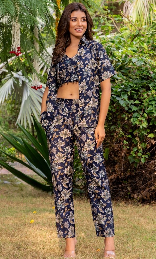 Prussian Blue Printed Co-ord Set