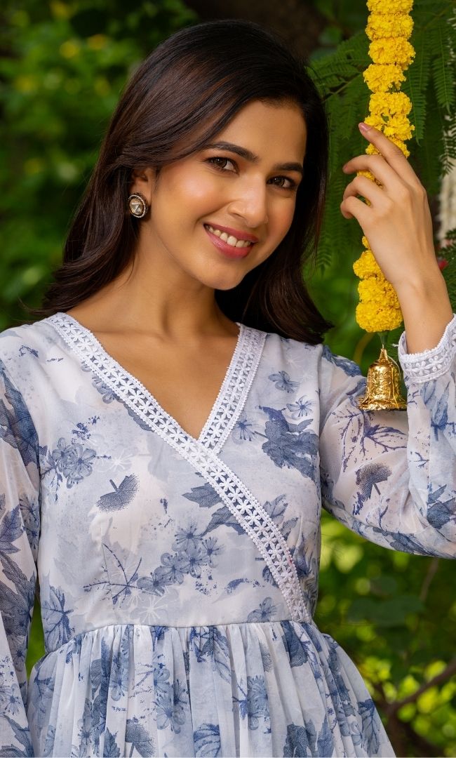 Frosty Blue Floral Suit Set