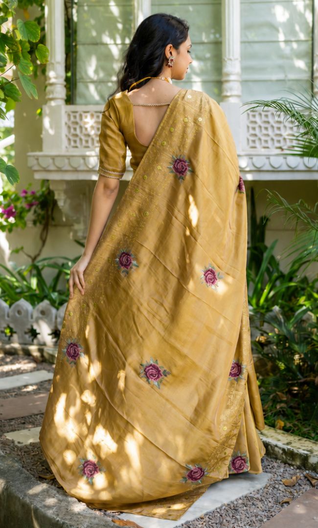 Gold Mist Tissue Lehenga Set
