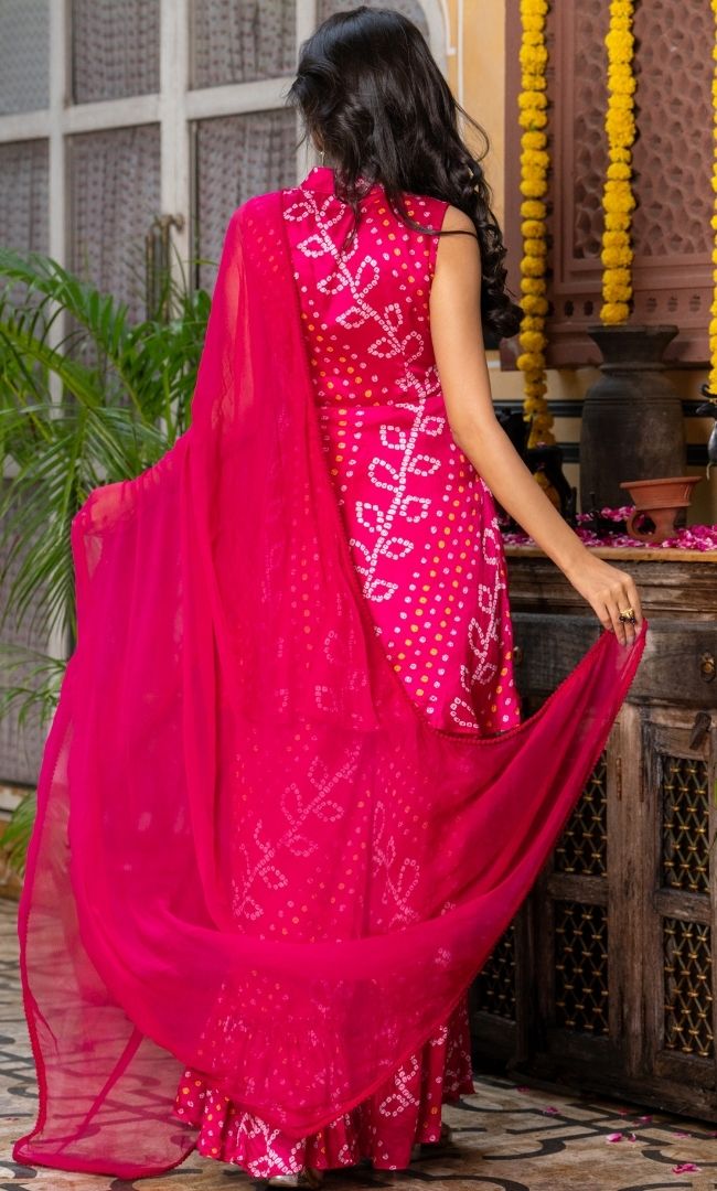 Noorani Bandhej Sharara Set