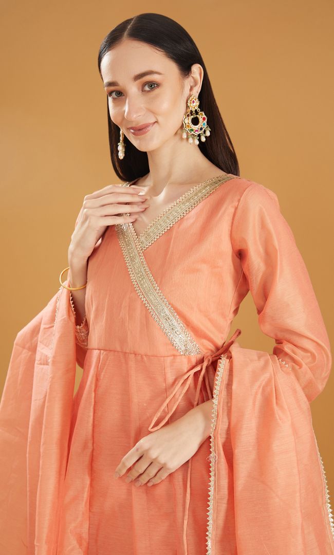 BLUSH CHANDERI ANGRAKHA SET