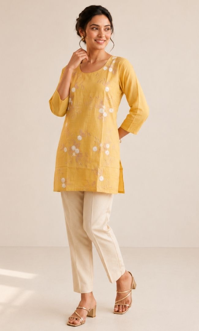 Shellow Mul Chanderi Kurti