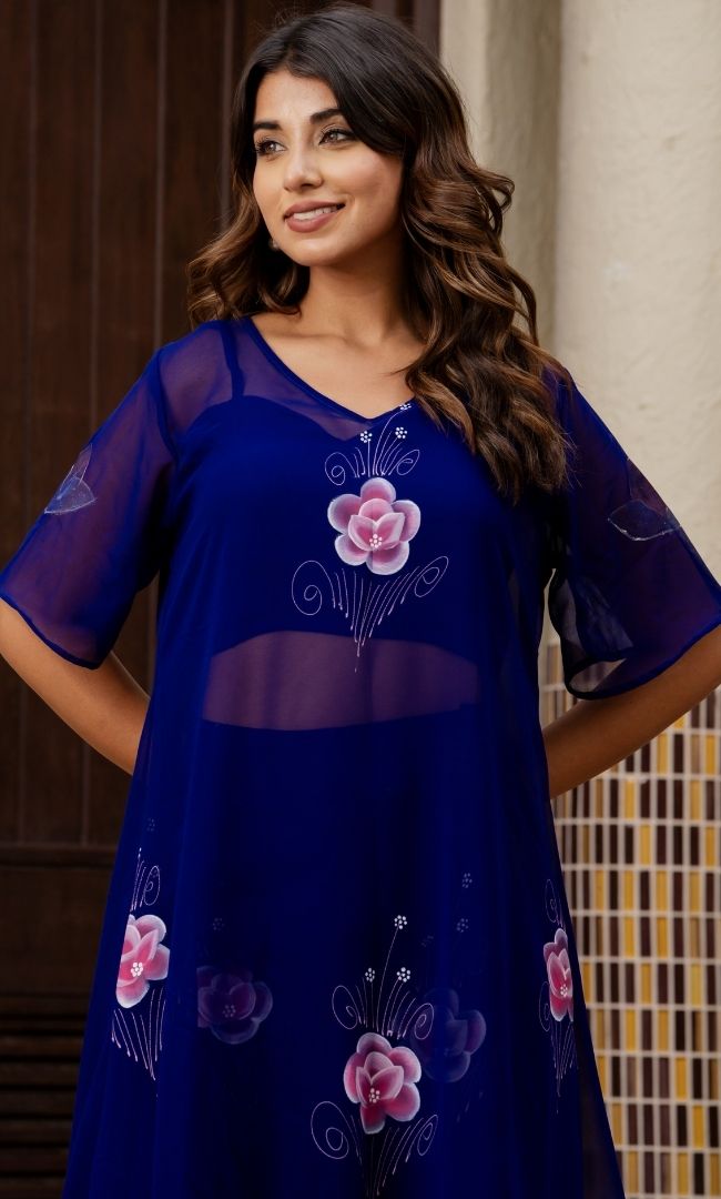 Garden Of Love Navy Blue 3 Piece Set