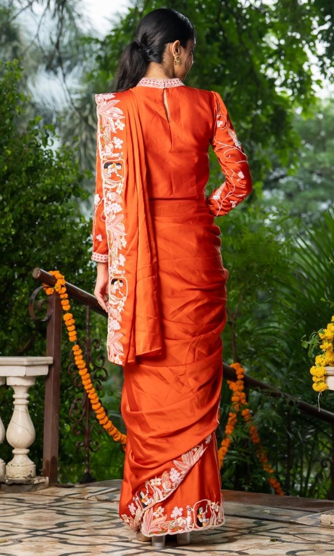 Meghavi Orange Saree