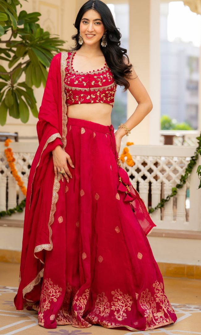 Shehnaz Pink Embroidered Lehenga Set