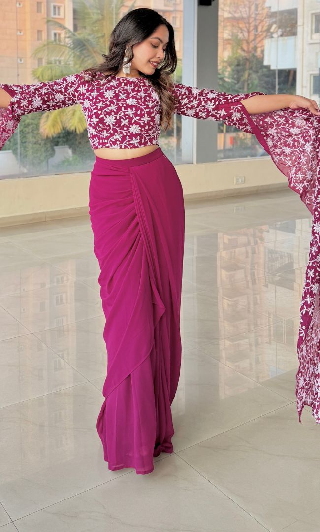 Divine Burgundy Ethnic Skirt Set