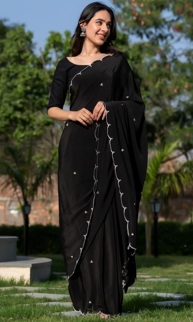 Black Grape Silk Saree