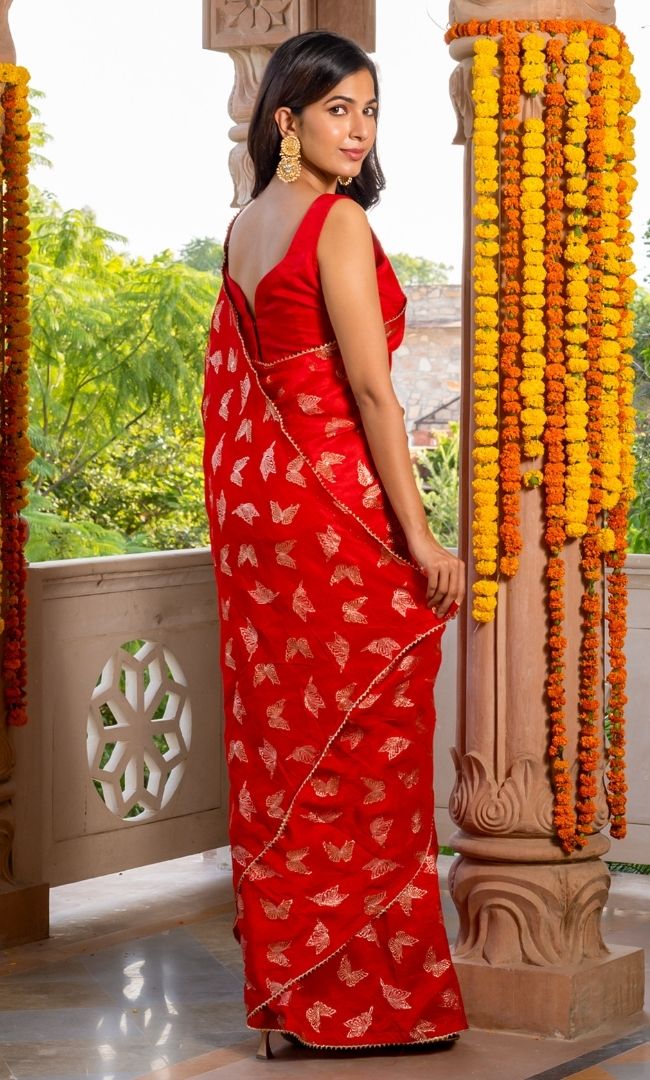 Red Butterfly Saree