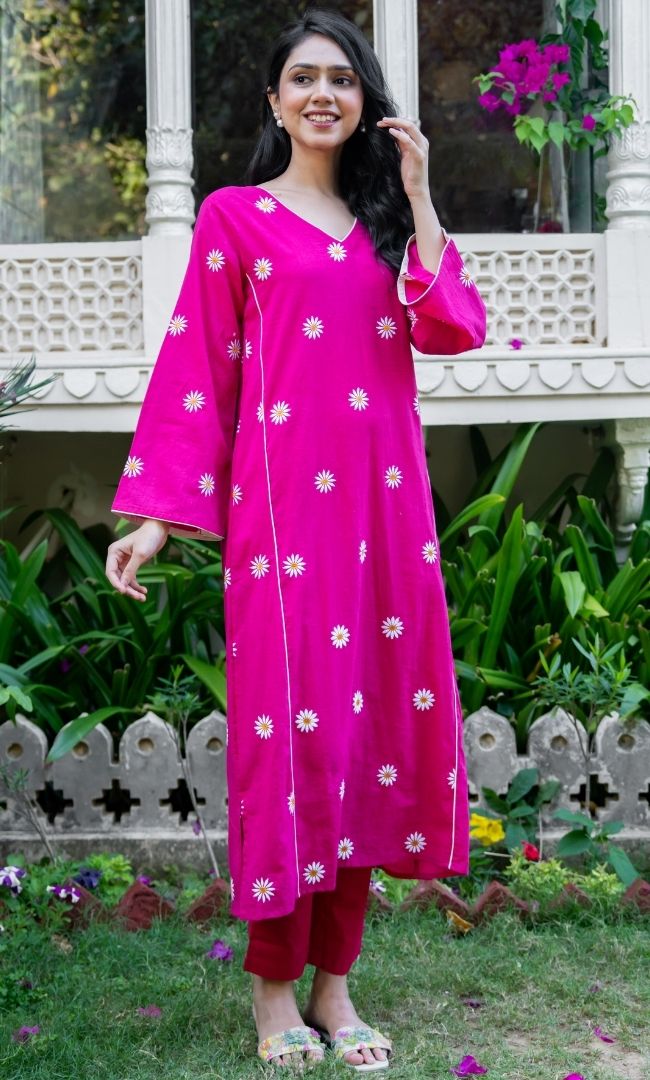 Pop Pink Kurta Set