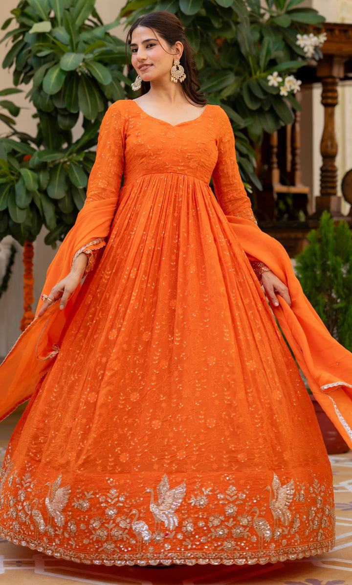 Sunberry Organza Anarkali Set