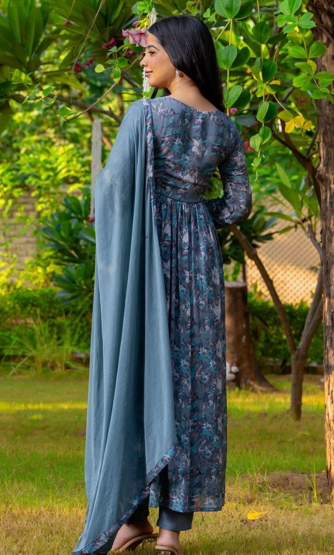 Mid Grey Floral Suit Set