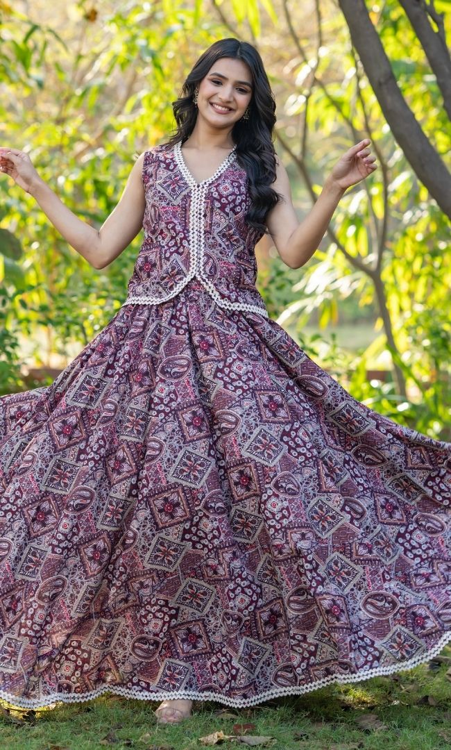 Paisley Peplum Skirt Set