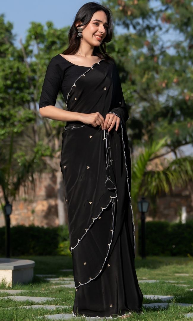 Black Grape Silk Saree