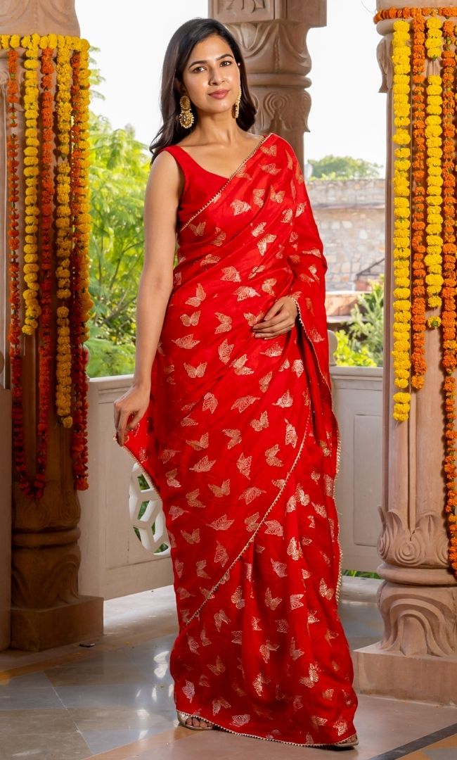 Red Butterfly Saree