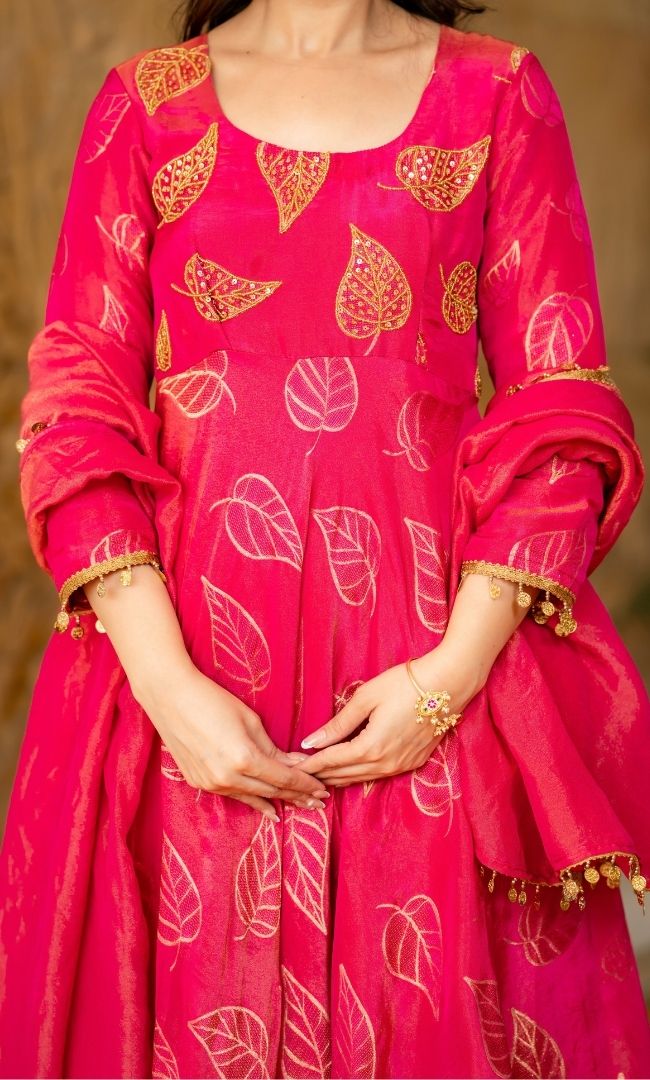 Hayat Rani Pink Brocade Anarkali Set