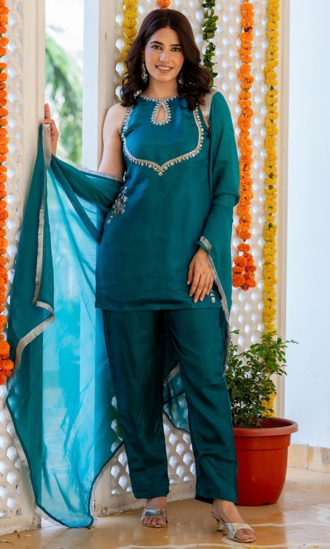Peahen Teal Blue Suit Set