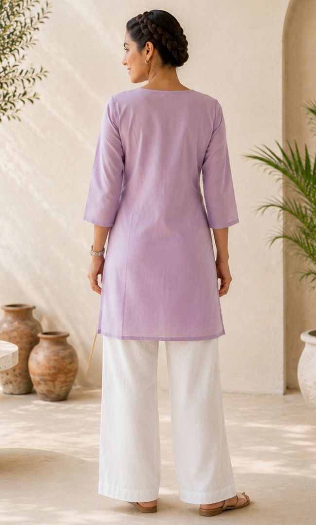 Avira Lavender Embroidered Kurti