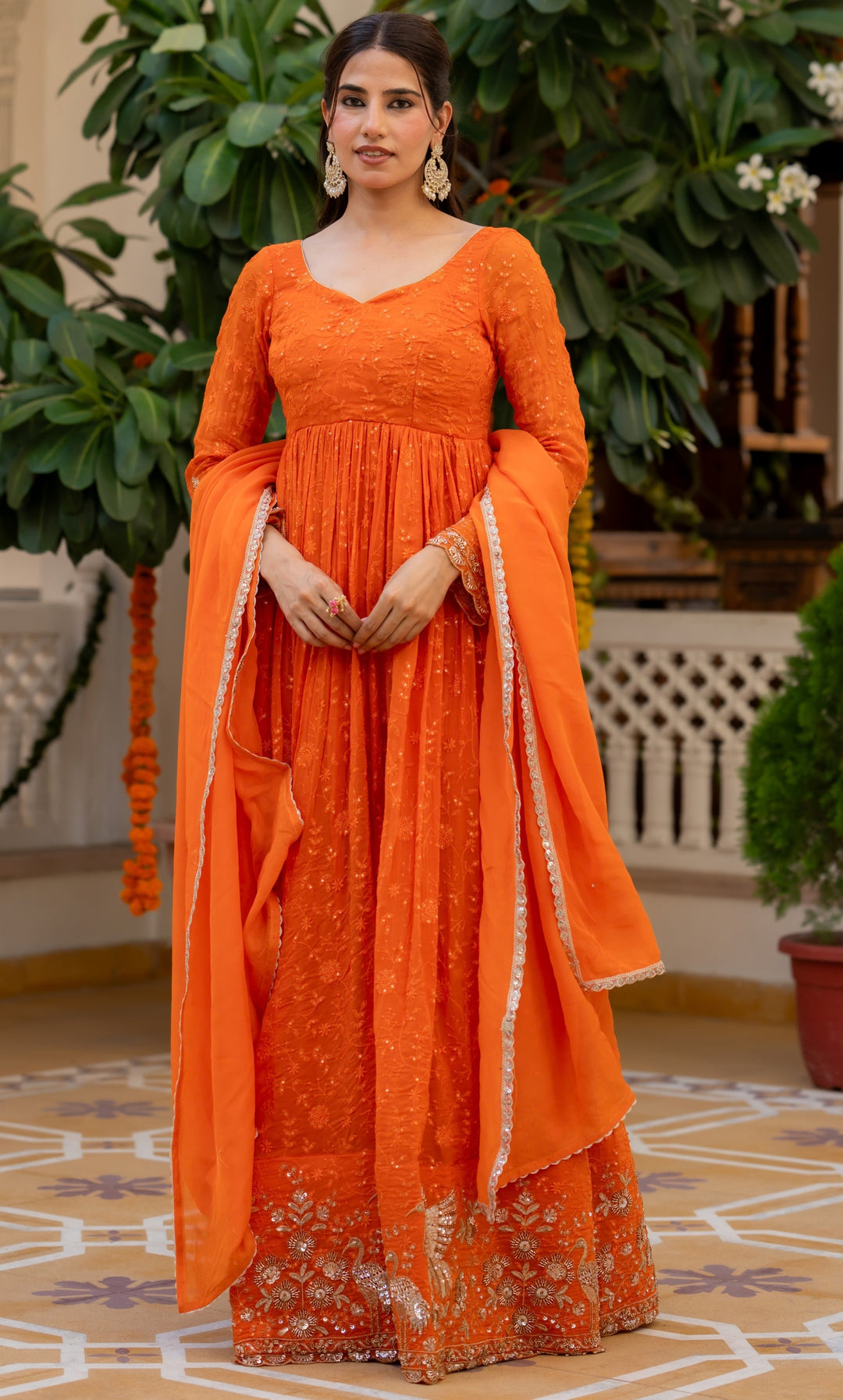 Sunberry Organza Anarkali Set