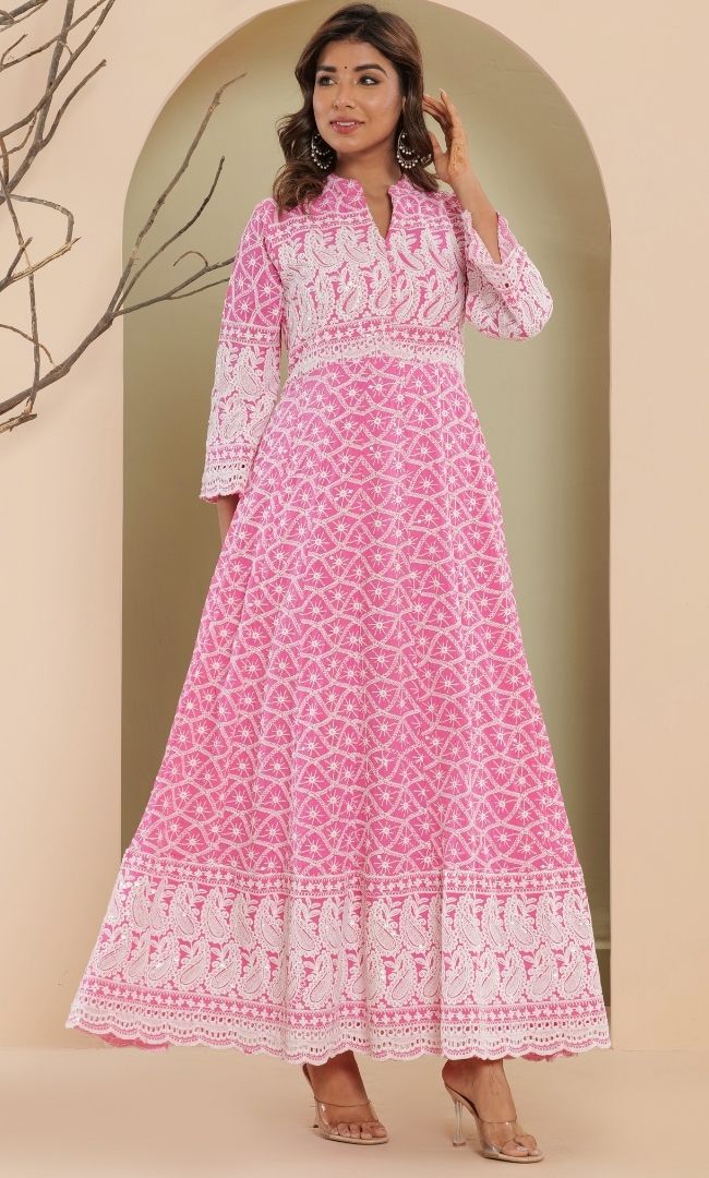 Charm Pink Anarkali Set