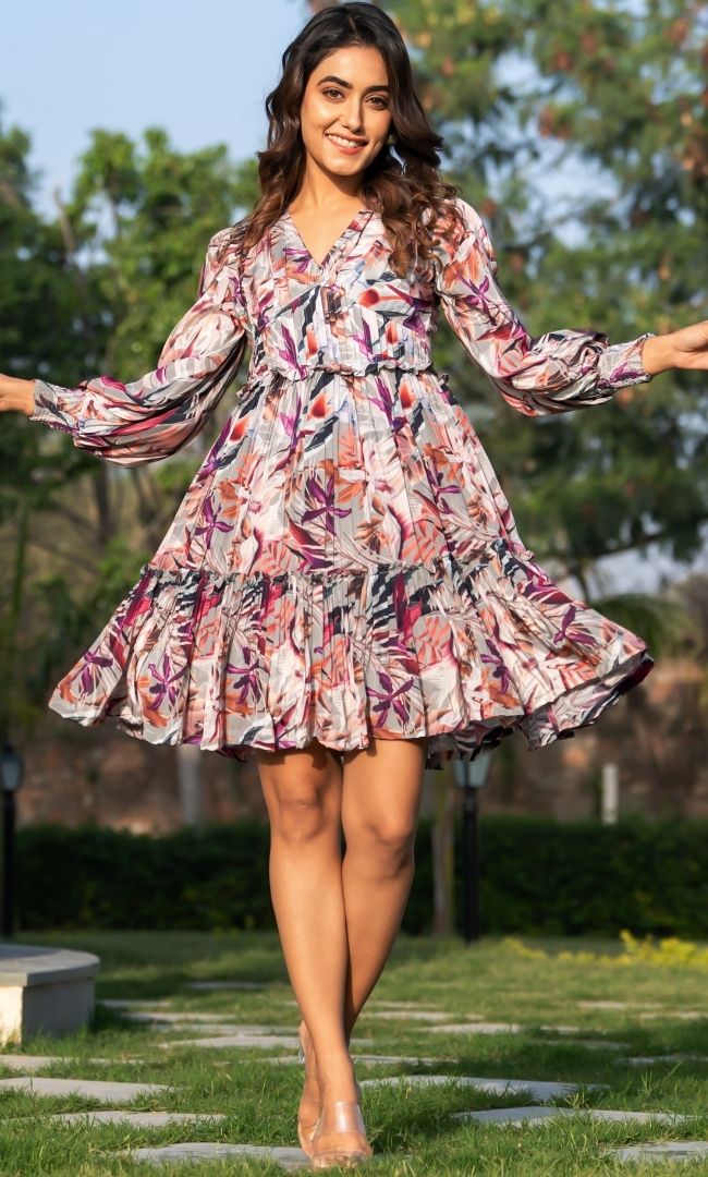 Trout Printed Ruffle Dress