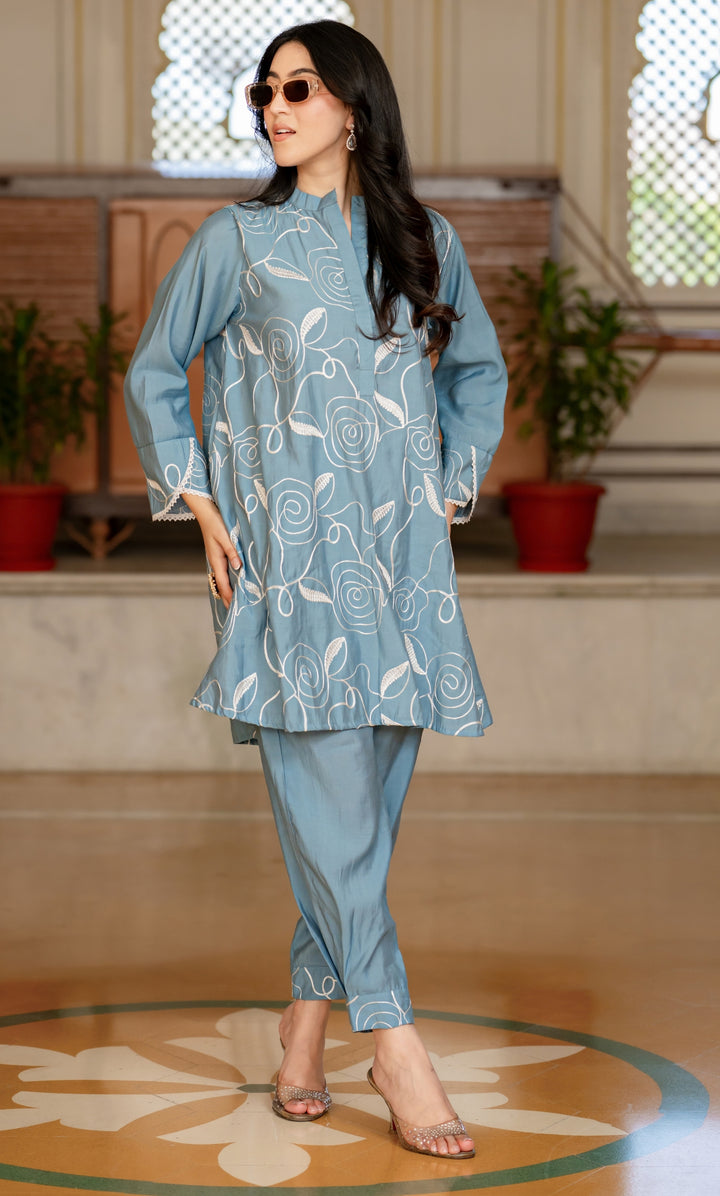 Abeer Blue Kurta Co-ord Set