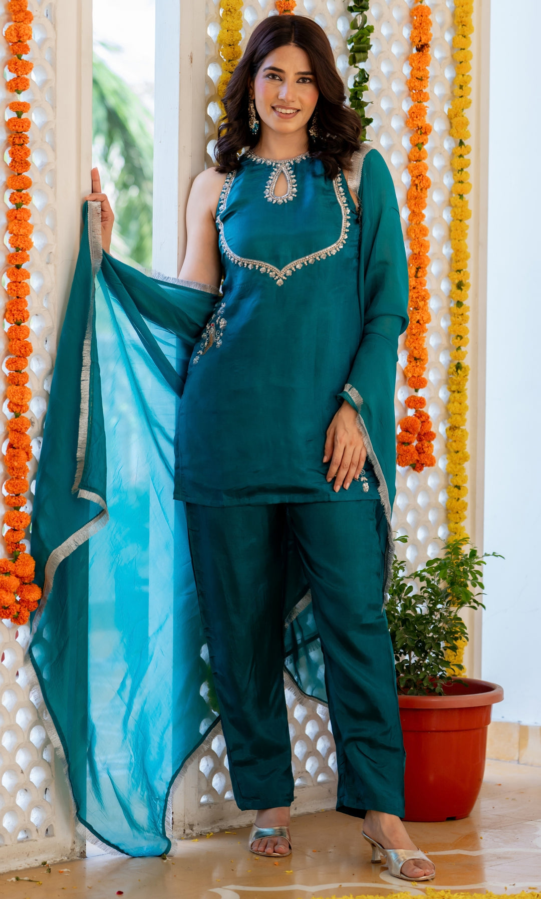Peahen Teal Blue Suit Set