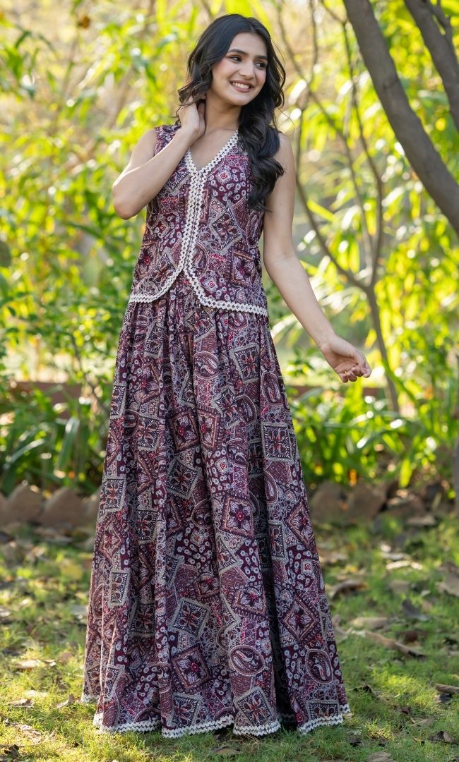 Paisley Peplum Skirt Set