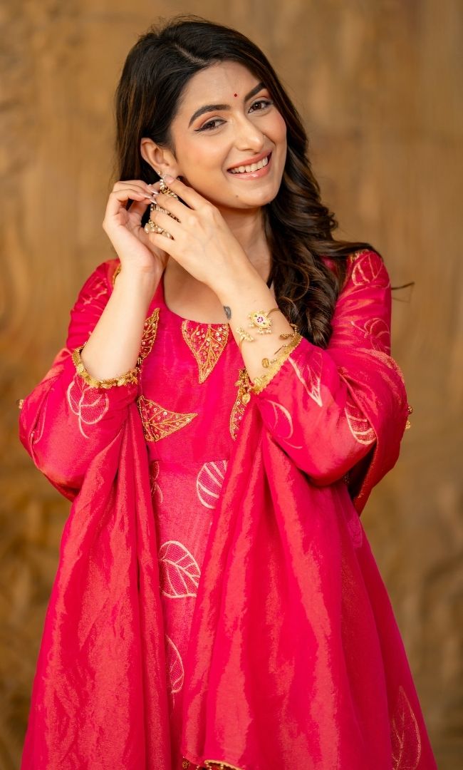 Hayat Rani Pink Brocade Anarkali Set