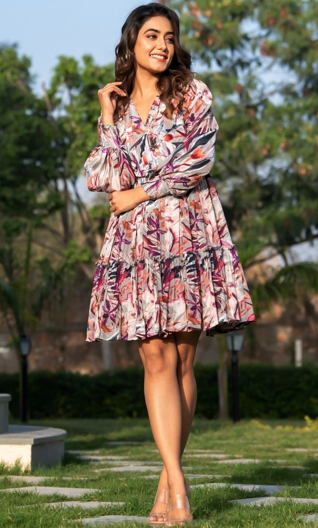 Trout Printed Ruffle Dress