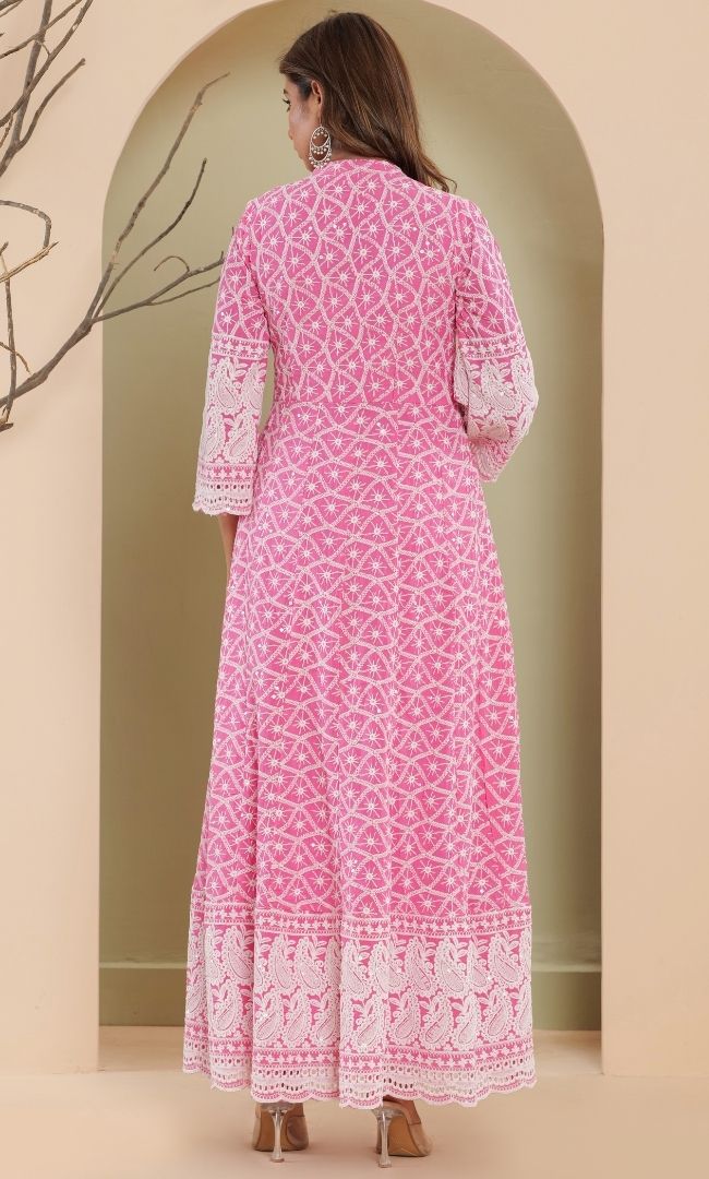 Charm Pink Anarkali Set