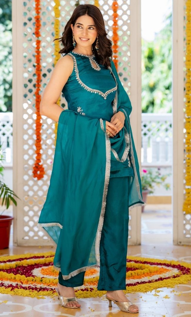 Peahen Teal Blue Suit Set