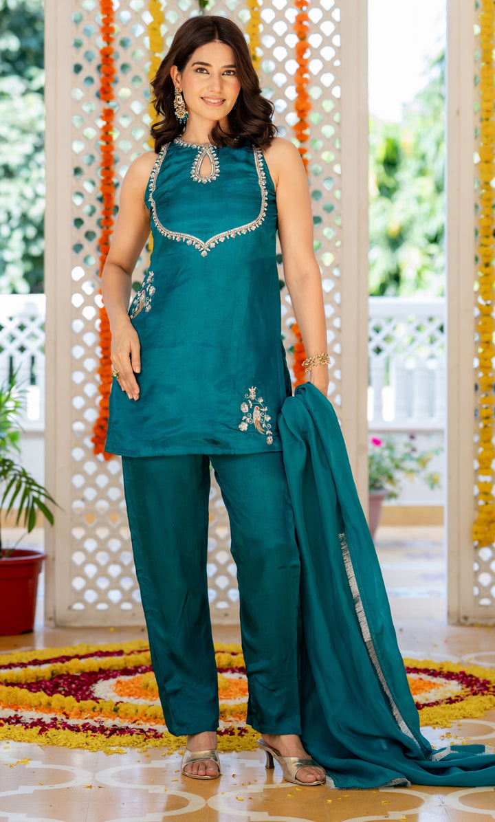 Peahen Teal Blue Suit Set