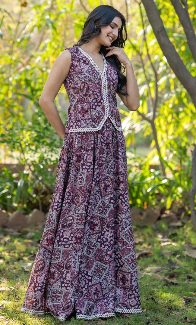 Paisley Peplum Skirt Set