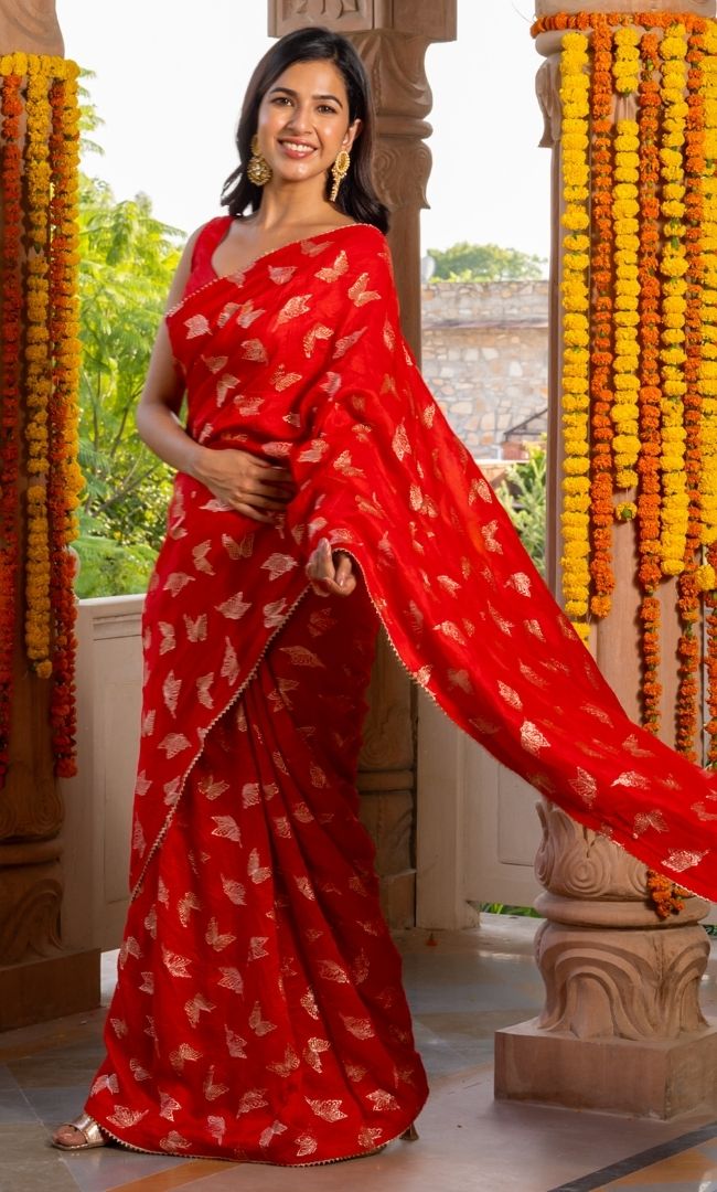 Red Butterfly Saree