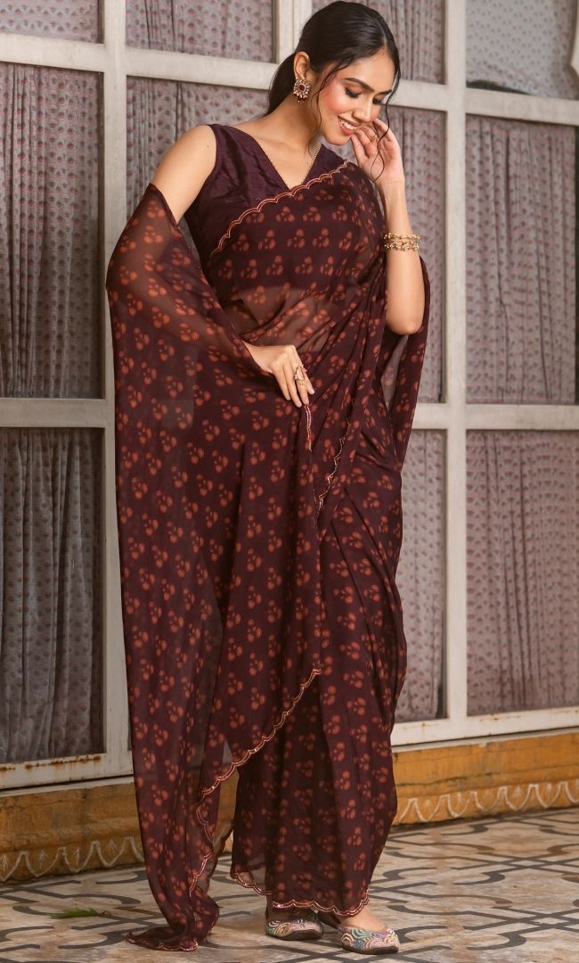 Prisha Wine Saree