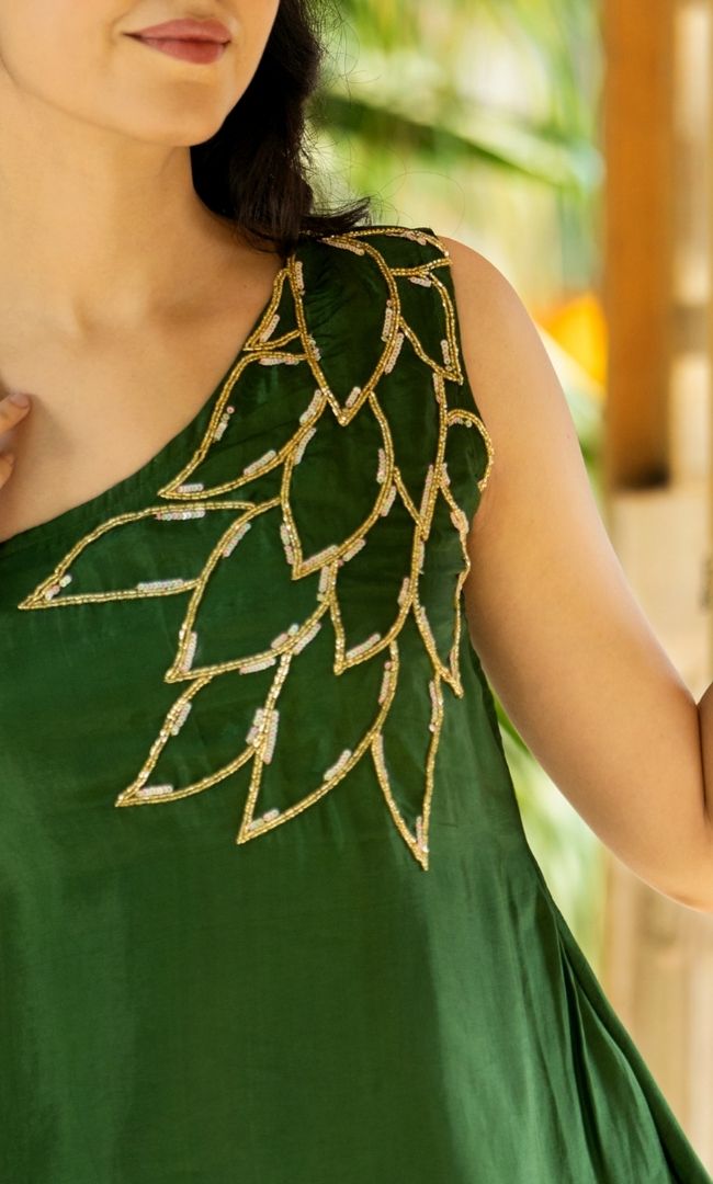 Greed Green One Shoulder Co-ord Set