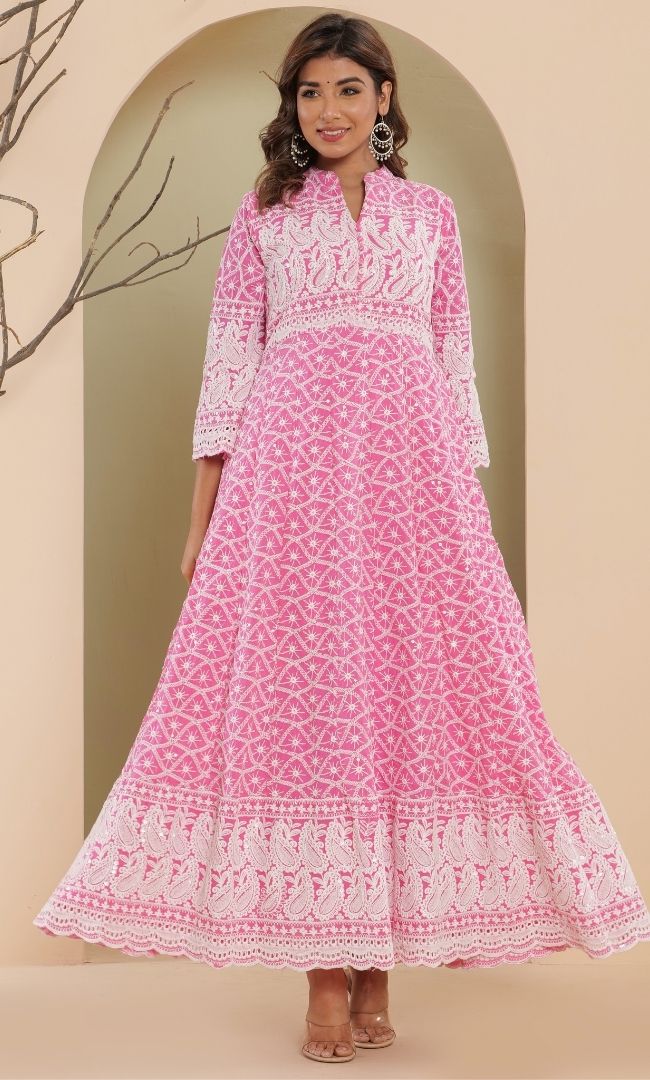 Charm Pink Anarkali Set