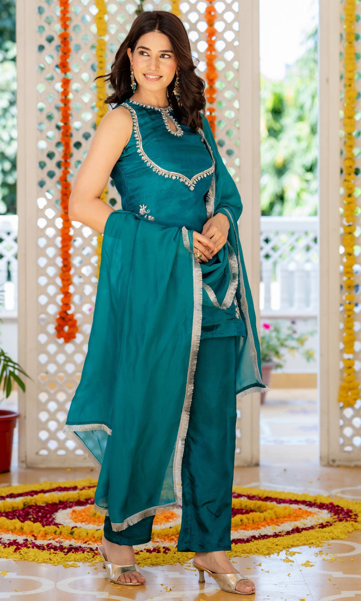 Peahen Teal Blue Suit Set