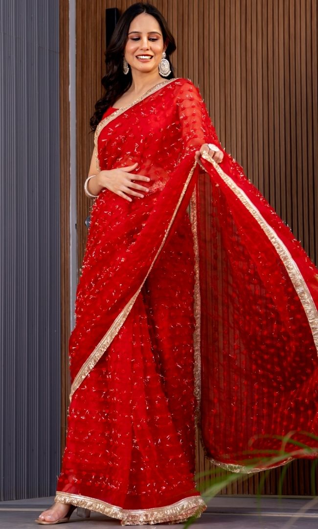 Salvia Red Saree