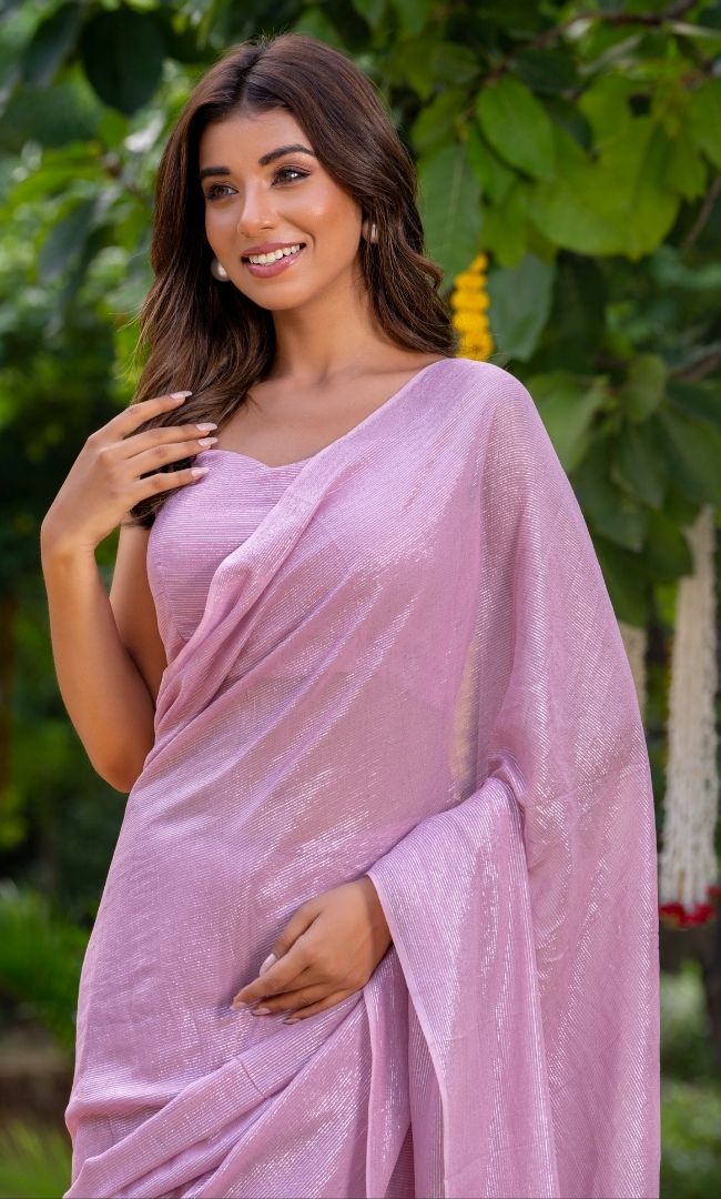 Pink Lurex Saree