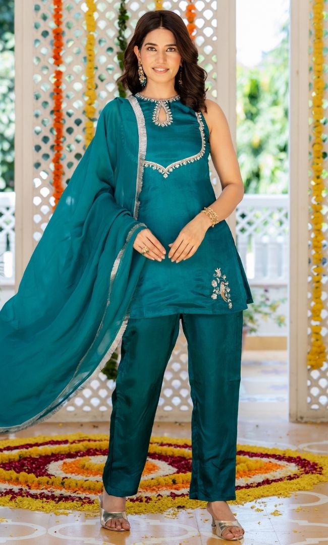 Peahen Teal Blue Suit Set