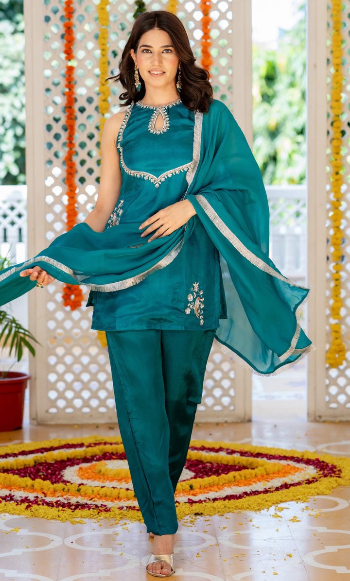 Peahen Teal Blue Suit Set