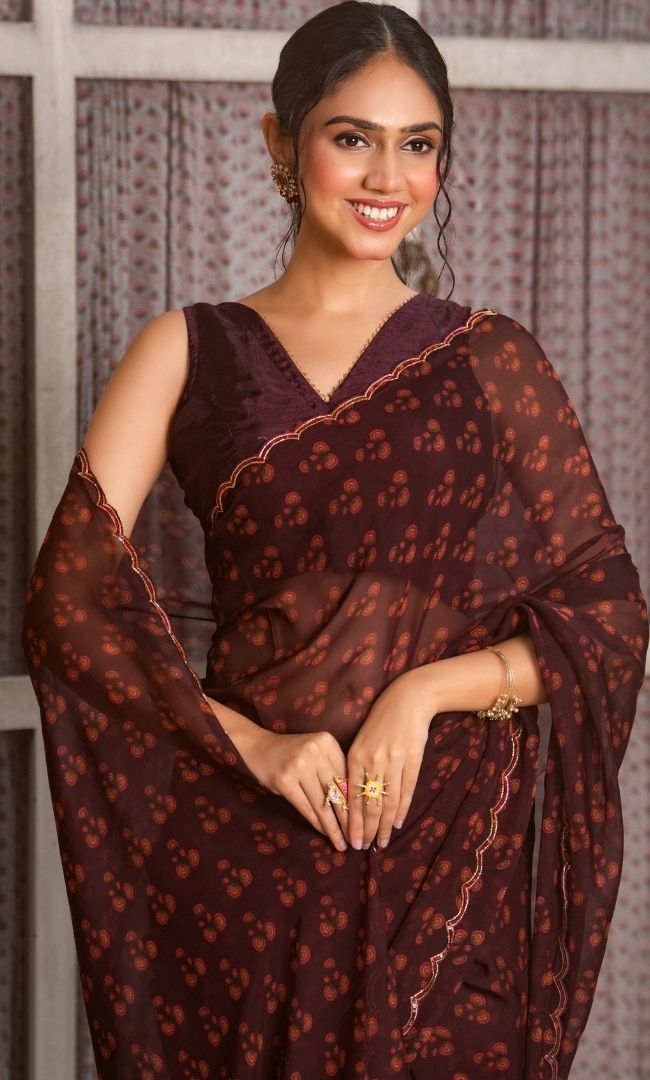 Prisha Wine Saree
