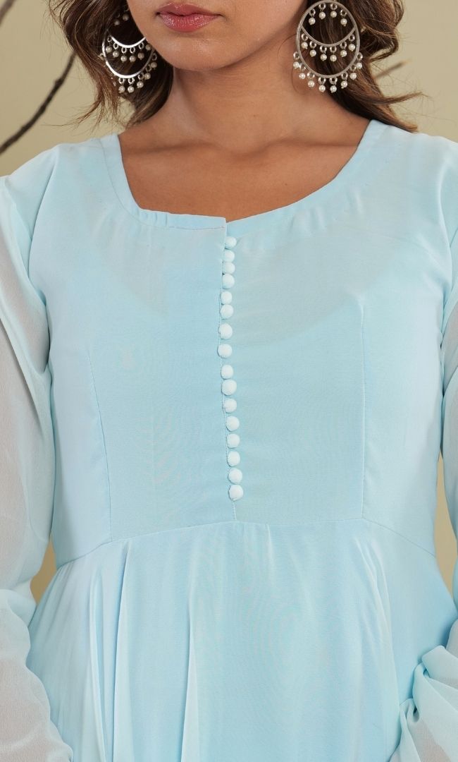 Sapphire Blue Anarkali Set