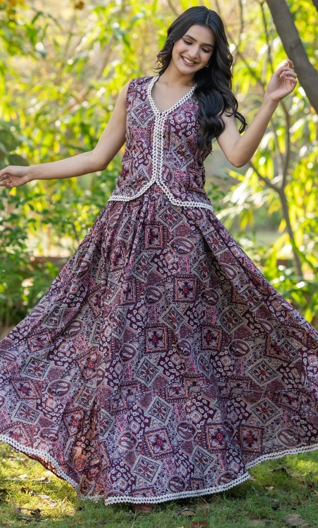 Paisley Peplum Skirt Set