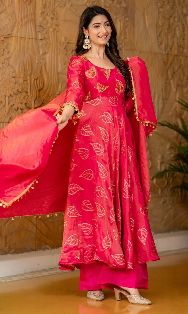Hayat Rani Pink Brocade Anarkali Set