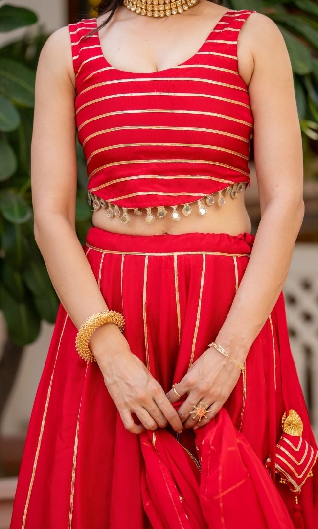 Red Moon Upada Silk Lehenga Set