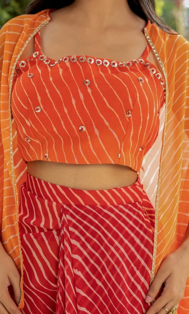 Kesar Rang Organge Leheriya Set
