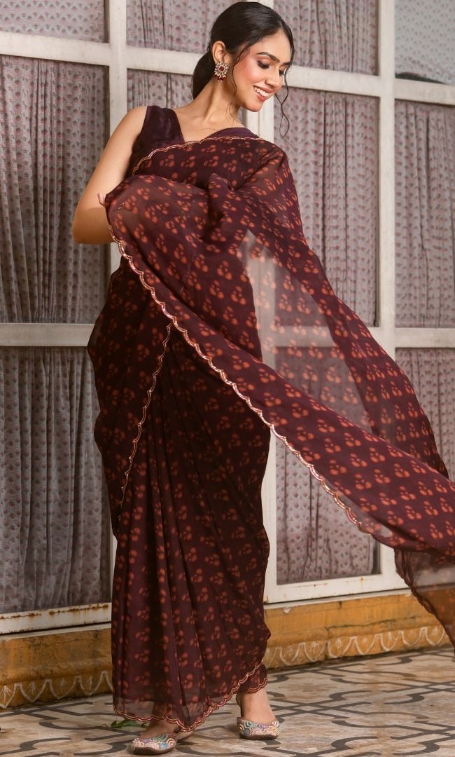 Prisha Wine Saree